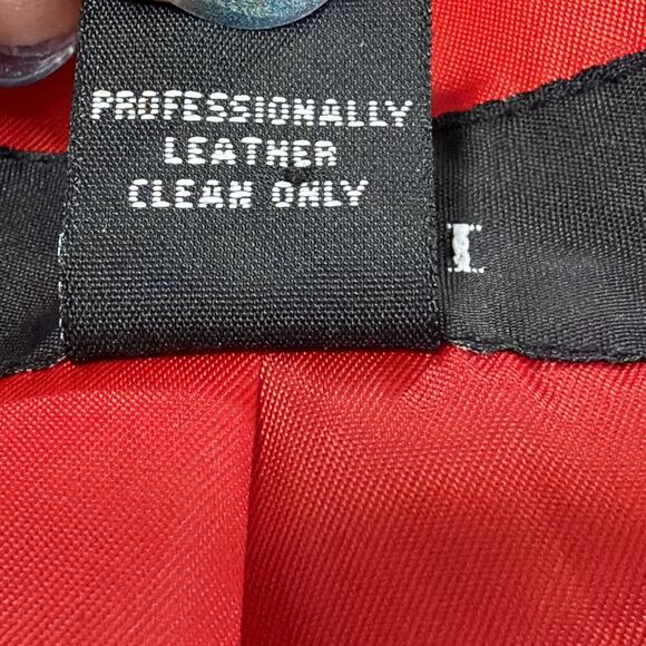 ALFANI Red Fine Genuine LEATHER JACKET SIZE XL WOMENS Zip Up Buckle Detail - Picture 5 of 7